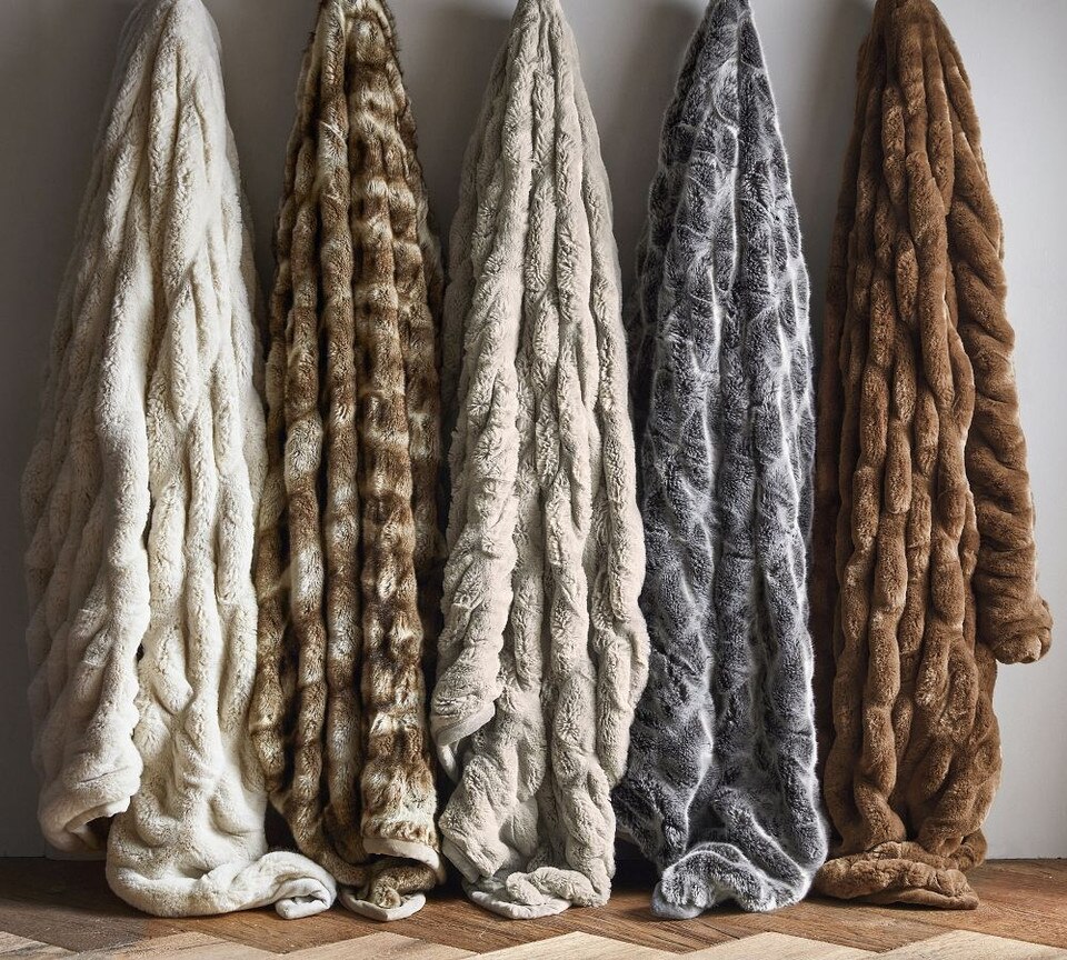 Faux Fur Ruched Throws Pottery Barn Australia